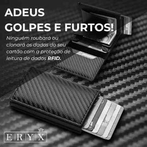 Carteira E Porta Cartão Anti Furto De Carbono Masculina Eryx Caf001