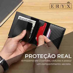 Carteira E Porta Cartão Anti Furto De Carbono Masculina Eryx Caf001