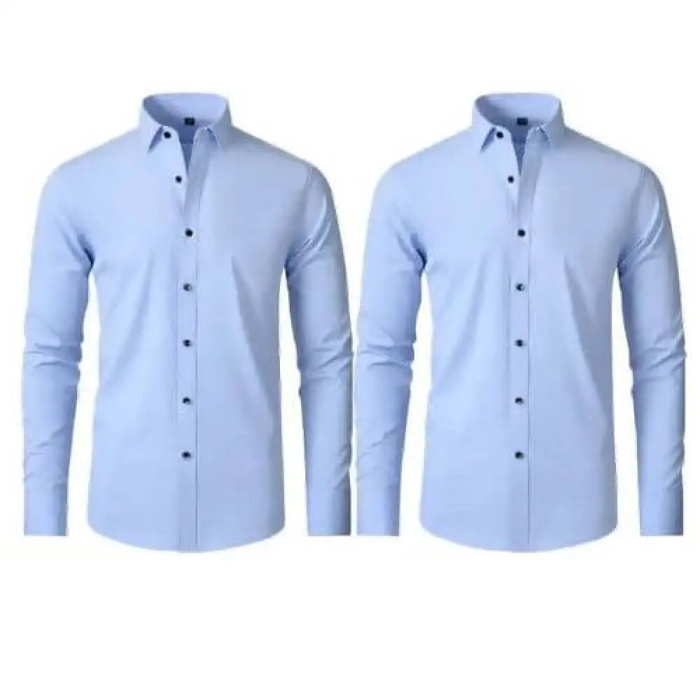 Kit 2 Camisas Sociais Masculinas Que Não Amassam Eryx Azul Claro 2X / P Csmsf00023