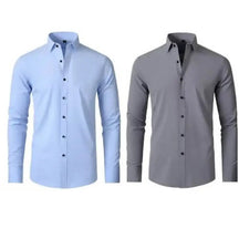 Kit 2 Camisas Sociais Masculinas Que Não Amassam Eryx Azul Claro E Cinza / P Csmsf00023