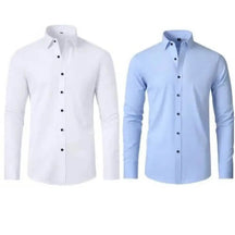 Kit 2 Camisas Sociais Masculinas Que Não Amassam Eryx Branca E Azul Claro / P Csmsf00023