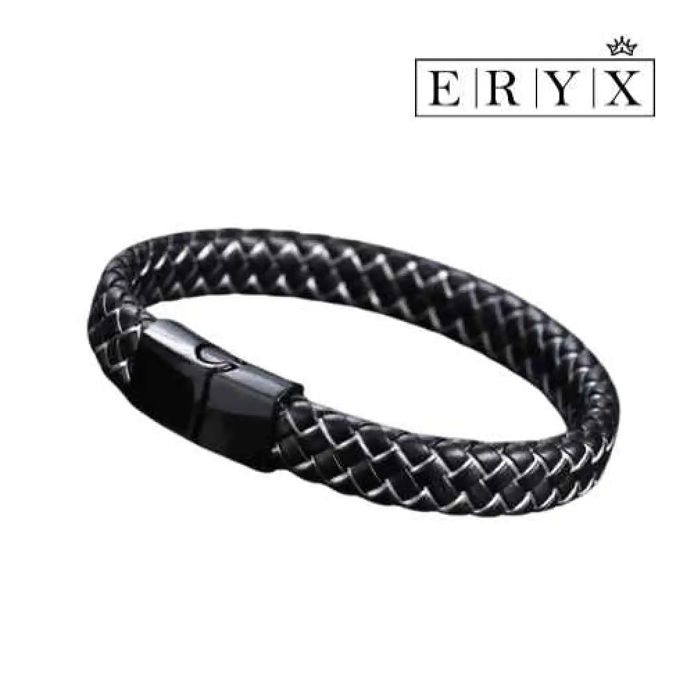 Pulseira Masculina De Couro Micro Fibra Aço Inoxidável Pme001