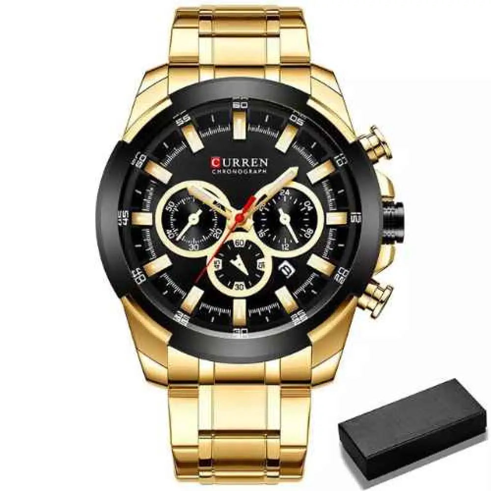 Relógio Masculino De Luxo Dourado Edição Exclusiva Rme002