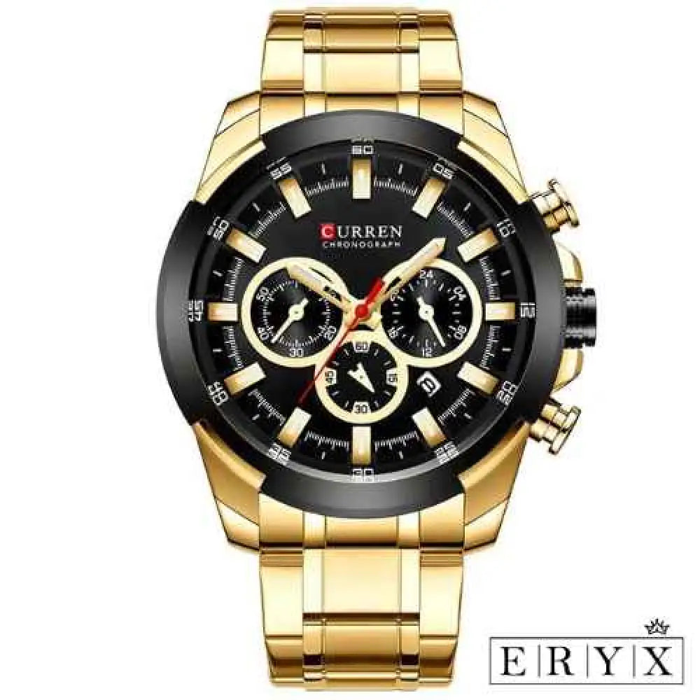 Relógio Masculino De Luxo Dourado Rme002