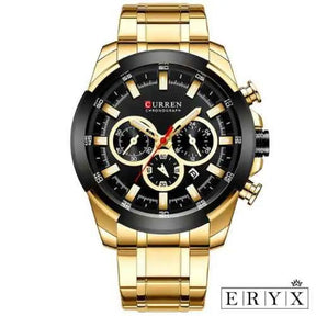 Relógio Masculino De Luxo Dourado Rme002